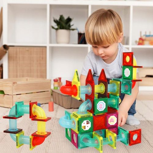 DUŻE KLOCKI MAGNETYCZNE Konstrukcyjne Labirynt Tor Kulkowy Zjeżdżalnia x148 na Arena.pl