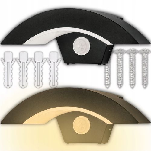 Kinkiet Ścienny Zewnętrzny Lampa Elewacyjna Czujnik Ruchu Zmierzchu 12W na Arena.pl