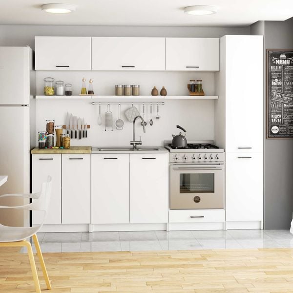 Słupek kuchenny OLIWIA 40x205 cm 2 drzwi 6 półek biały zdjęcie 4