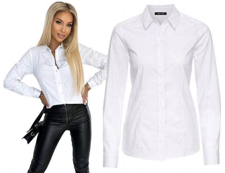 Elegancka Koszula Damska Taliowana Wizytowa Biała M_38 zdjęcie 1