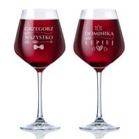 KIELISZKI do WINA komplet GRAWER 860 ml WALENTYNKI
