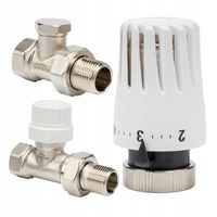 ZESTAW TERMOSTATYCZNY PROSTY ZAWÓR ZASILAJĄCY POWROTNY GŁOWICA DO