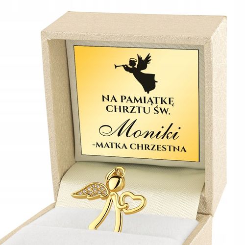 Medalik Pozłacany Aniołek pr. 925 na Pamiątkę Chrztu Świętego dla Dziecka na Arena.pl