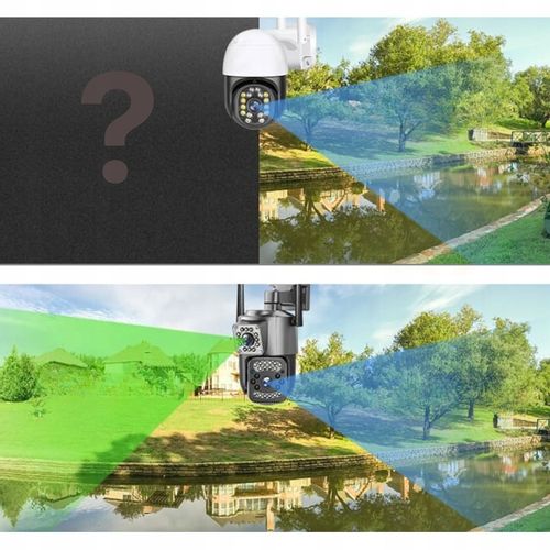 PODWÓJNA KAMERA WIFI IP ZEWNĘTRZNA OBROTOWA 2K ŚLEDZENIE 4MPX DOŚWIETLENIE na Arena.pl