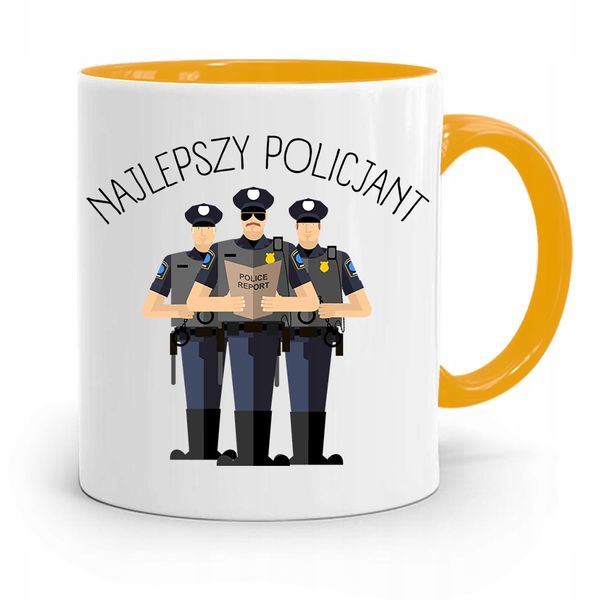 Kubek Żólty Dla Najlepszego Policjanta Policjantki Z Nadrukiem Ze Zdjęciem zdjęcie 1