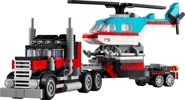 LEGO Creator 3 w 1 31146 Ciężarówka z platformą i helikopterem zdjęcie 9