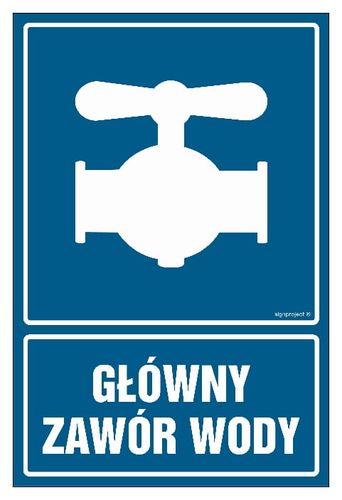 Główny Zawór Wody - Niebieska Tabliczka Z Przylepcami 75 X 100 Cm, Płyta na Arena.pl