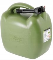 KANISTER PLASTIKOWY NA PALIWO OWALNY ZIELONY KHAKI Z LEJKIEM 20L