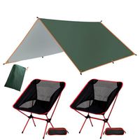 TARP PŁACHTA WODOODPORNA TERMICZNA 3x3m + 2x KRZESŁO SKŁADANE CZERWONE