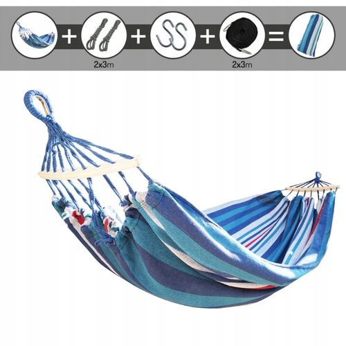 HAMAK Ogrodowy 2 Osobowy HUŚTAWKA XXL 200x150cm 2 Liny Pasy Haki Pokrowiec na Arena.pl