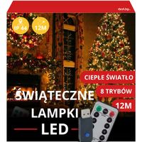 lampki choinkowe kurtyna 100 led 12m girlanda ciepłe białe światełka