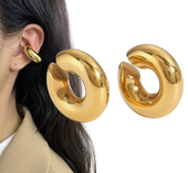 Kolczyki stal chirurgiczna pozłacane okrągłe nausznice