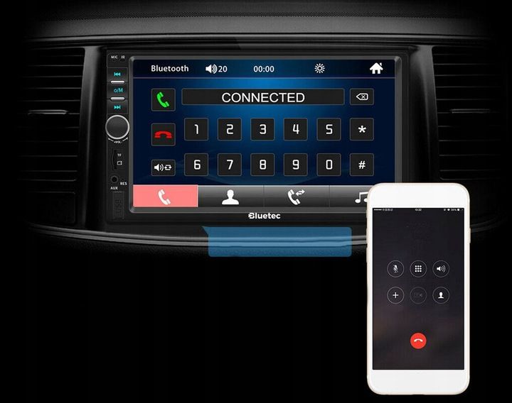 RADIO SAMOCHODOWE BLUETOOTH 2 DIN 7" RDS USB MICRO SD 4x50W KAMERA zdjęcie 4