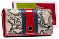 skórzany portfel damski z wężowym wzorem - peterson