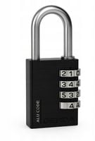 kłódka pałąkowa aluminiowa szyfrowa 4 dyski kas s40 czarna - mp klo 62800