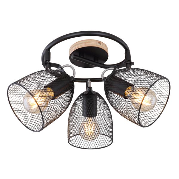 Lampa nasufitowa Josina 54034-3 z regulacją czarna drewno zdjęcie 1