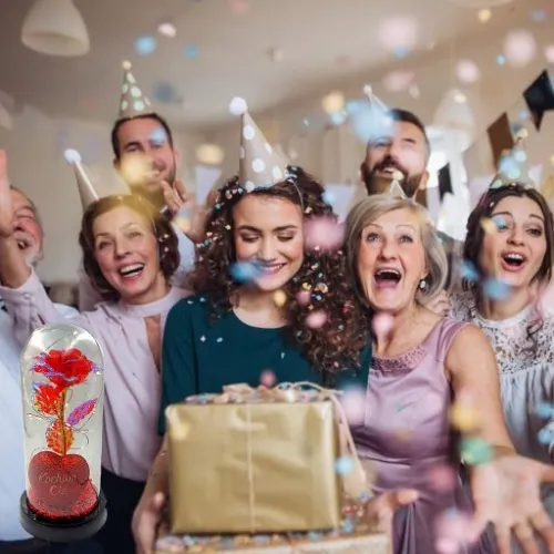 WIECZNA RÓŻA W SZKLE W KOPULE ŚWIECĄCA NA WALENTYNKI LED PREZENT PUDEŁKO na Arena.pl