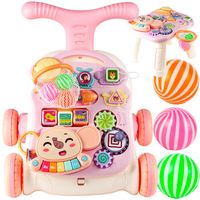 Chodzik Pchacz Stolik Edukcyjny Panel Pianinko 5w1 Różowy