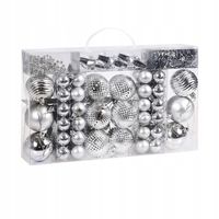 BOMBKI OZDOBY CHOINKOWE 66szt GWIAZDKI SREBRNY