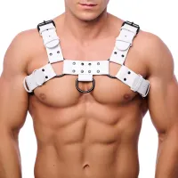 red leather bulldog skorzany uprząż s/m biała anatomiczna regulacja