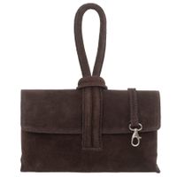 VERA PELLE torebka damska zamszowa listonoszka z paskiem V678 c.brązowa