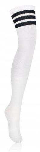 Zakolanówki bawełniane Intenso w paski BIAŁE PL na Arena.pl