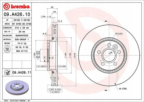 TARCZA HAM PRZOD 316X28 V BREMBO na Arena.pl