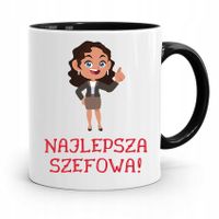 Kubek Czarny Prezent Szefowej Najlepsza Szefowa Z Nadrukiem Ze Zdjęciem