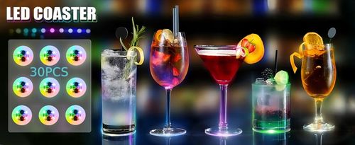 30 LED Coaster LED Naklejka Light Up Coasters 7 kolorów RGB LED na Party na Arena.pl