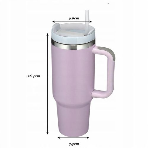KUBEK TERMICZNY ZE SŁOMKĄ I USTNIKIEM TERMOS DO SAMOCHODU 1200ML fioletowy na Arena.pl