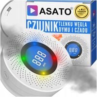 Czujnik Dymu Czadu Gazu CO Tlenku Węgla LCD Czujka Sensor Detektor Premium