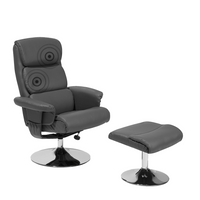 Fotel do masażu z podnóżkiem ekoskóra szary LEGEND