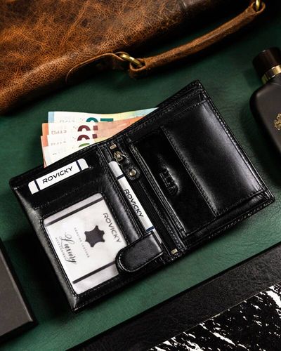 zestaw prezentowy: elegancki, skórzany portfel męski i brelok - rovicky na Arena.pl