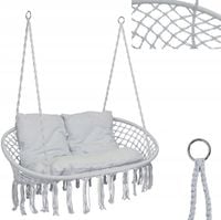 FOTEL WISZĄCY PODWÓJNY DWUOSOBOWY HAMAK HUŚTAWKA BOCIANIE GNIAZDO +PODUSZKI