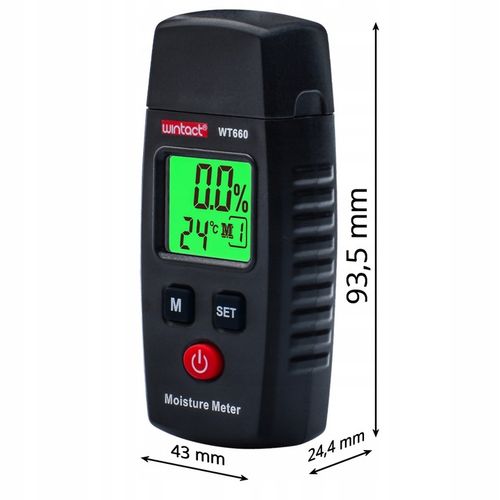 WILGOTNOŚCIOMIERZ MIERNIK WILGOTNOŚCI DREWNA BETONU CEGŁY GIPSU TYNK LCD na Arena.pl