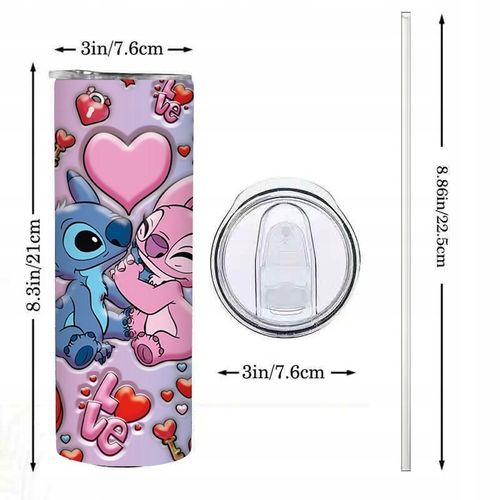 Butelka na Wodę ze Stali Nierdzewnej z Motywem Stitch i Aniołek 20oz na Arena.pl