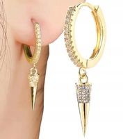 Damskie Kolczyki Stal Nierdzewna Sople Cyrkonie  G26_Złoty