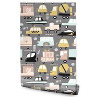 Tapeta Dla Dzieci Kolorowe AUTA Ciężarówki Taxi