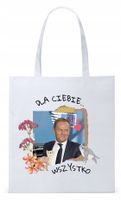 Donald Tusk Platforma Torba Eco Biała Shopper Z Nadrukiem Ze Zdjęciem