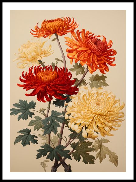 Plakat 50x70cm Tańczące Chryzantemy zdjęcie 3