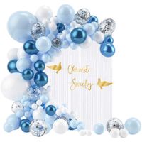 Zestaw dekoracji Chrzest Święty girlanda ścianka balonowa, biało-niebieski