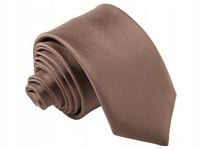 KRAWAT ŻAKARDOWY GŁADKI BRĄZOWY, BEŻOWY, CAPPUCCINO, KAWA Z MLEKIEM