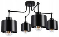 Lampa wisząca sufitowa LED plafon żyrandol 4X E27 retro czarna