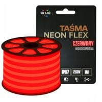 TAŚMA LED NEON LED FLEX IP67 230V 7x15 8W CZERWONY WODOODPORNA