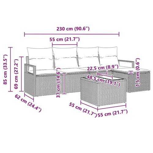 Zestaw Sof na Ogród 6 pcs Beżowy Polirattan na Arena.pl