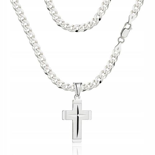 Łańcuszek Srebrny Męski Pancerka Diamentowany Krzyżyk pr 925 Grawer Gratis na Arena.pl