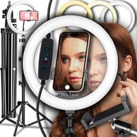 LAMPA PIERŚCIENIOWA LED 80W STATYW 220 CM RING 30CM Makijaż YouTube TikTok