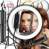 LAMPA PIERŚCIENIOWA LED 80W STATYW 220 CM RING 30CM Makijaż YouTube TikTok