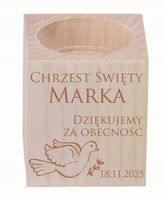 GRAWER ŚWIECZNIK drewniany podziękowania NA CHRZEST ŚWIĘTY z imieniem