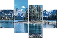 120CM 80CM ZEGAR 4 ELEM JEZIORO MALIGNE ZIMĄ OBRAZ ŚCIENNY